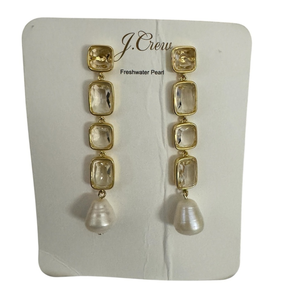 J. Crew Crystal-and-pearl drop earrings